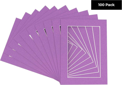 5x7 Mat for 8.5x11 Frame - Precut Mat Board Acid-Free Show Kit with Backing Board, and Clear Bags Dark Purple 5x7 Photo Matte Made to Fit a 8.5x11 Picture Frame Matboard for Framing, Pack of 100 Mats