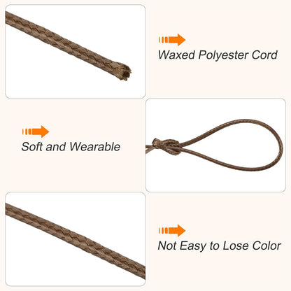 MECCANIXITY Waxed Cord 1mm Waxed Polyester Cord 175 Yard Wax String for Bracelet Making,Necklaces, Beading,Jewelry Making and DIY Crafts(Brown), 0.04 inch-Dia