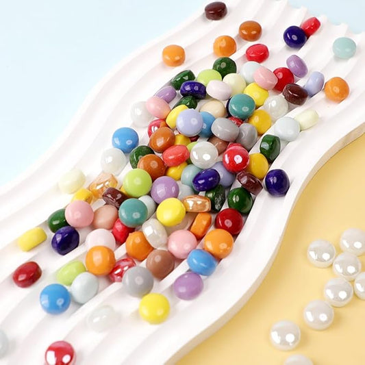 12mm Round Mosaic Tiles for Crafts, 200g Iridescent Recycled Glass Mosaic Pieces for Art Supplies, DIY Mosaic Making Kit for Hobbies & Art (All Mix 12mm)