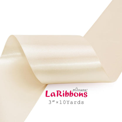 LaRibbons Nude Satin Ribbon 3 Inch 10 Yards Double Faced Luxury Nude Silk Ribbon for Gift Wrapping Flower Bouquets Bow Christmas Wedding Party Decoration - Crafty Corner