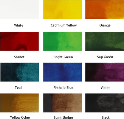 Mont Marte Acrylic Ink Premium 12pc x 20ml (0.7 US fl.oz), Acrylic Inks for Artists, Essential Colors, Ideal for Air Brush, Pouring Art, Scrapbooking, Ink Drawing, Mixed Media - Crafty Corner