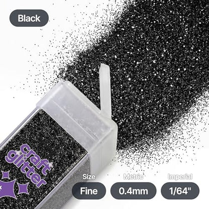Craft Glitter Shaker Black 130g Fine (4.58562 Ounce)