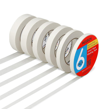 MEEDEN 6 Packs White Artist Tape, 0.5" 0.75" 1.0" x 60 Yard, Multi-Sized Masking Art Tape, Acid-Free Painters Tape for Painting Drafting Canvas Framing, General Purpose for Craft, Office, School