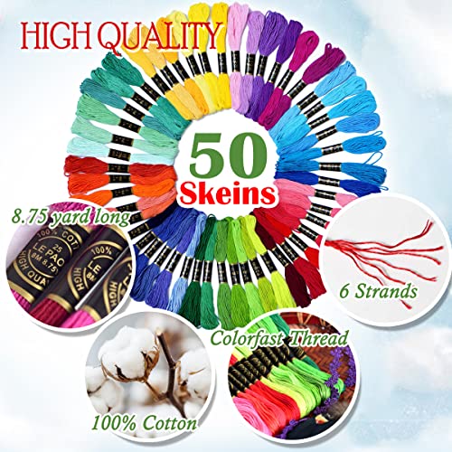 Friendship Bracelet String 500 Skeins Rainbow Color Embroidery Floss Cross Stitch Embroidery Thread Cotton Floss Bracelet Yarn (13125 Foot)