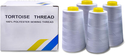 Tortoise 4 Cones of 3000 Yards Each Spool Thread for All Purpose, Quilting, Serger, Overlock Sewing Machines - 100% Polyester - Mid-Grey