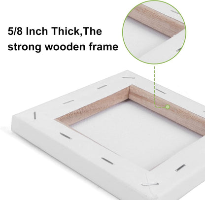 6Packs Mini Stretched Canvases for Painting with 3x5”, 4x4”, 4x6”, 5x5”, 5x7”, 6x6”, Painting Canvas for Oil & Acrylic Paint.