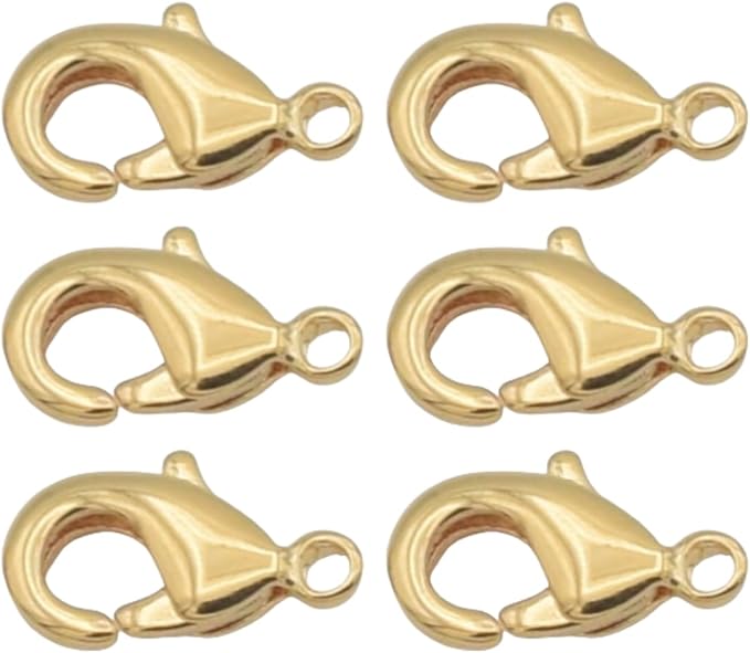 Gold Filled Alternative Findings 18K Lobster Clasps - Multi-Size Pack Secure and Elegant Jewelry Fasteners 6x10mm