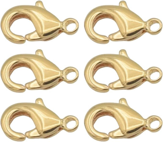 Gold Filled Alternative Findings 18K Lobster Clasps - Multi-Size Pack Secure and Elegant Jewelry Fasteners 6x10mm