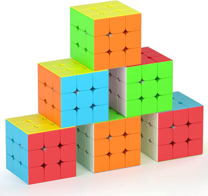 Full Size 3x3x3 Speed Cube Set, 2.2in Puzzle Party Favors Toy Stickerless Magic Cube Set, School Classroom Prize for Students, Birthday Party Stocking Stuffers Gifts for Kids Teens Adults(6 Pack)