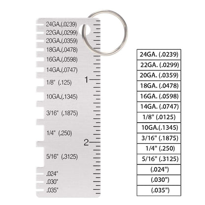 Wire/Metal Sheet Thickness Gauge Stainless Steel Welding Gage Plated Size Inspection Tool Wire Metal Sizes Thickness Gauge