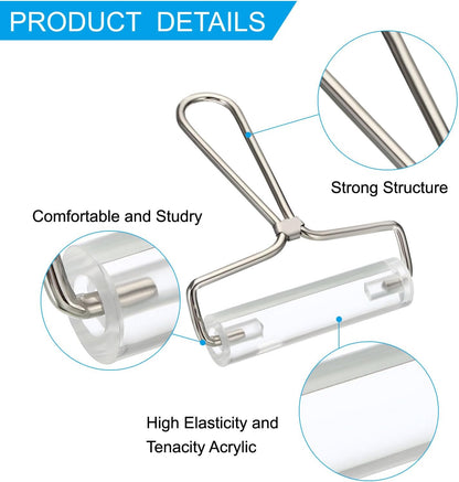 PATIKIL 4 Inch Acrylic Roller Brayer, Clay Rolling Pin Tools with Steel Handle for Wallpaper Printing Printmaking Ink Stamping Tape Construction