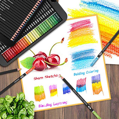 180 Colored Pencils Soft Core Color Pencil Set for Adult Coloring (180 Count)