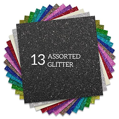 Glitter HTV Heat Transfer Vinyl 12"x12" Bundle 13 Sheets Iron on Vinyl for T
