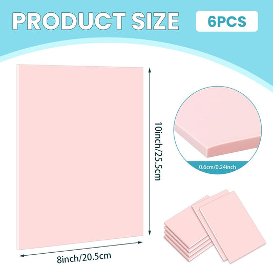 6 Pack 8''x10'' Pink Rubber Stamp Carving Blocks Soft Carving Blocks for DIY Stamp Making, Printmaking, Art Projects Craft Supplies for Beginners & Professionals