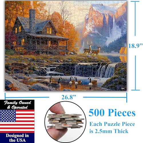 Cabin by the Falls 500 Pieces Large Format Jigsaw Puzzle