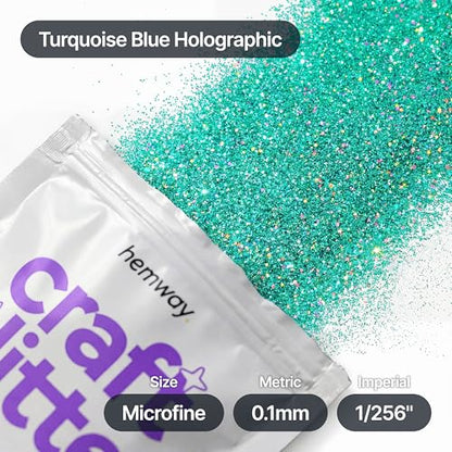 Craft Glitter Turquoise Blue Holographic 100g Microfine Glitter (100 Gram)