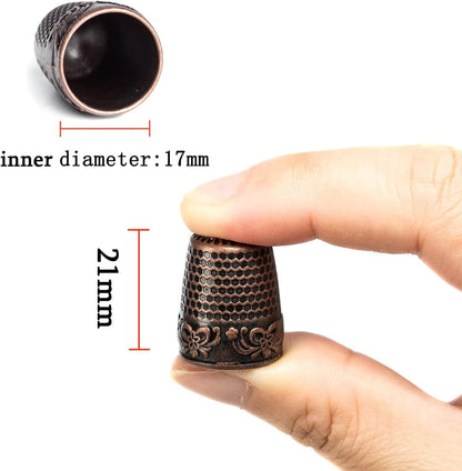 ZESION 4Pcs Sewing Thimbles, Metal Thimbles for Hand Sewing Finger Protector, Quilting Craft Accessories for Knitting Needlework DIY Tools, Brass