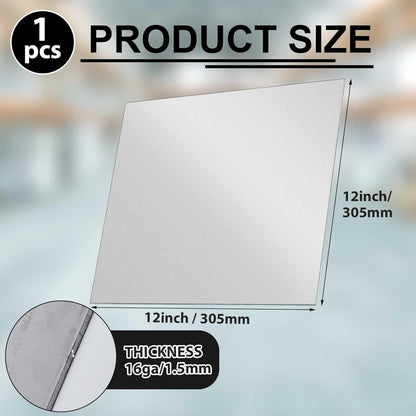 1pcs 16 Gauge 12 x 12 inch Metal Steel Sheet Steel Plate Mild Carbon Cold Rolled Square Weldable Metal Panels for Outside Industrial DIY Use Projects Weld Accessories