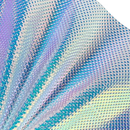 Iridescent Transparent Embossed Vinyl Holographic Blue Clear PVC Vinyl Craft Film 16"×54" for Sewing DIY Projects