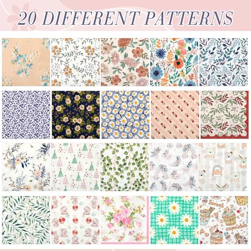 20 Pack Decoupage Napkins Floral Cocktail Decorative Paper Napkins (20 Count)