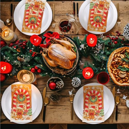 100 Pcs Christmas Guest Napkins 2 Ply Gingerbread Man Disposable Paper Napkins for Decoupage Xmas Tree Decorative Gingerbread Man Christmas Cocktail Guest Hand Towel for Party Table Dinner Bathroom (100 Count)