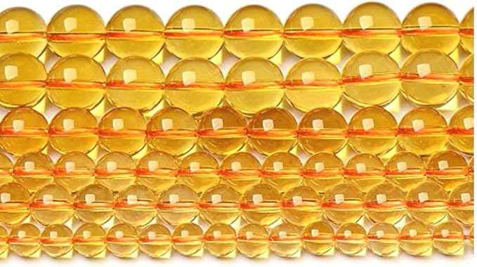 180pcs Adabele Natural Citrine Yellow Crystal Healing Gemstone 4mm (0.16 Inch) Small Round Loose Beads Gem Stone Spacer for DIY Craft Jewelry Making GH2-4