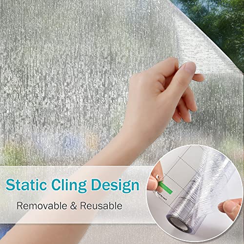 Rain Glass Window Film Privacy Static Window Clings Decorative Glass Sticker for Home Office Removable UV Protection Heat Control 17.7 x 78.7 inches (9.71 Sq Ft)