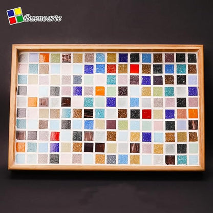2cm (3/4") Square Vitreous Glass Mosaic Tiles for Crafts Bulk, 1 LB Colorful Mix Quartz Glass Tiles for DIY Art Crafts Kit Adult Kids and Home Deco (Blue Mix)