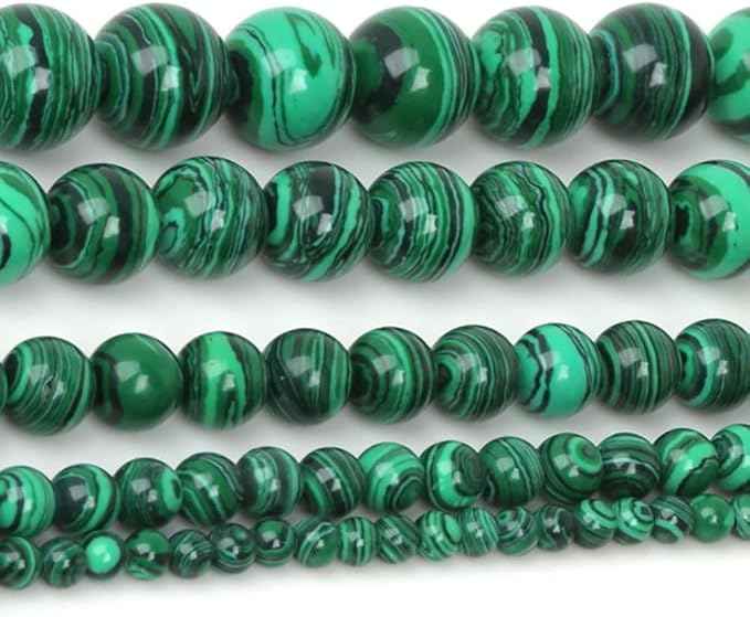 90pcs Synthetic Green Malachite Healing Gemstone 4mm (0.16 inch) Small Round Beads Gem Stone Spacer for Craft Jewelry Making GF25-4