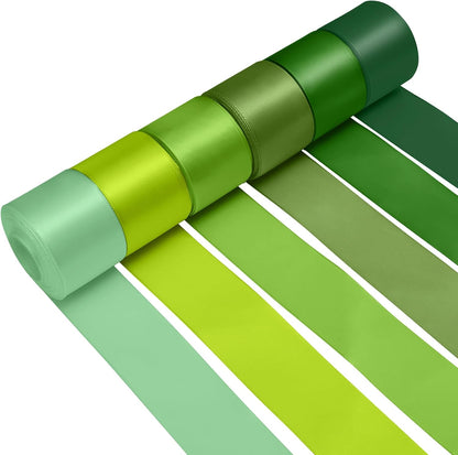 1-1/2 Inch Green Satin Ribbons for Crafts, 6 Rolls Single-Faced Green Assorted Ribbons for Gift Wrapping Flower Bouquet Wedding Invitations Bridal Shower Hair Bows Garland Party Decor - Crafty Corner