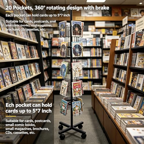 Black Greeting Card Display Rack Rotating Flyer Stand