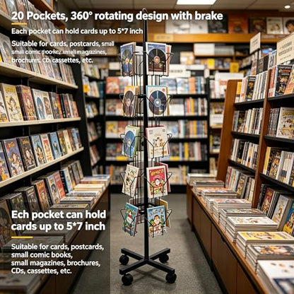 Black Greeting Card Display Rack Rotating Flyer Stand