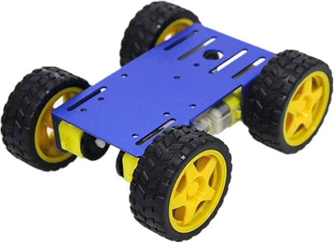 DIY Smart Robot Car Chassis Kit with Speed Encoder TT Motor, C101 4WD Leaf Texture Wheel Metal Panel Robotics Car Chassis Platform for Arduino/Raspberry Pie/Microbit, Eduational Teaching Kit (Blue)