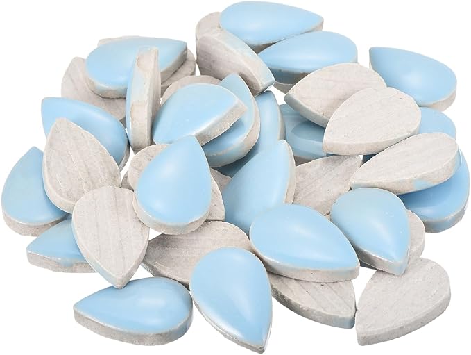 MECCANIXITY 200g Ceramic Mosaic Tiles for Crafts Bulk, Raindrop Light Blue Ceramic Tiles for Mosaic Kits Garden Stepping Stone Cup Mat
