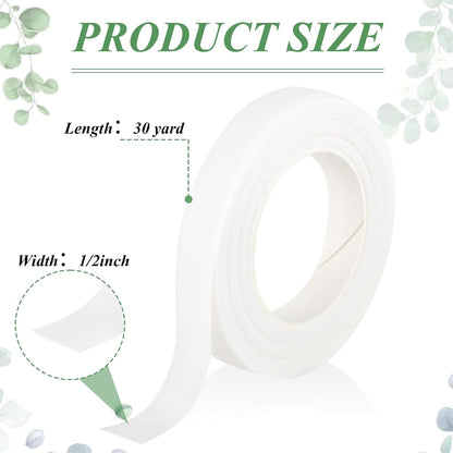 Phinus 9 Rolls Floral Tape, 1/2 Inch x 30 Yard Flower Tape, Green Floral Tape for Floral Crafts Supply, Bouquet Stem Wrapping, Wedding Bouquet (White)