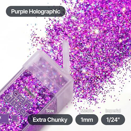 Craft Glitter Shaker Purple Holographic 130g Extra Chunky (3.8 Ounce)