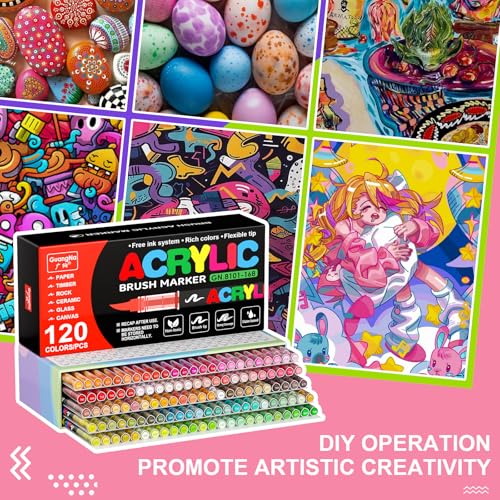 Acrylic Paint Markers for Coloring 120 Colors with 30% More Ink (120 Count)