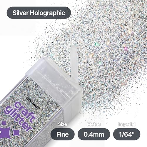 Craft Glitter Shaker Silver Holographic 130g Fine (4.6 Ounce)