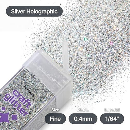 Craft Glitter Shaker Silver Holographic 130g Fine (4.6 Ounce)