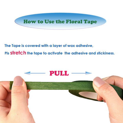 4 Rolls Floral Tape 1/2" Wide 30 Yards/Roll Floral Tapes for Bouquet Stem Wrap and Flowers Making Craft Projects (Green)