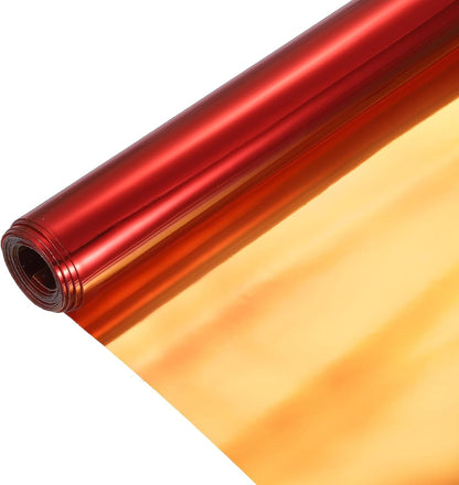 MECCANIXITY Holographic Clear PVC Vinyl Film Holographic PVC Fabric Waterproof Dichroic Film 12 x 48 Inch for Handbags Bows Earrings DIY Craft,Laser Orange