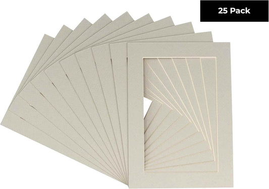 11x14 Mat for 8.5x11 Photo - Precut Grey Picture Matboard for Frames 11 x 14 Inches - Bevel Cut to Display Art 8.5 x 11 Inches - Acid Free Pack of 25 MATS with Backing Boards & Clear Bags
