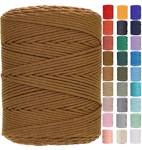 Macrame Cord 4mm x 328yards Natural Macrame Cotton Rope Colored Macrame Rope Soft Cotton Cord Macrame Supplies Craft Rope Macrame Yarn for Plant Hanger Wall Hanger Dreamcatcher