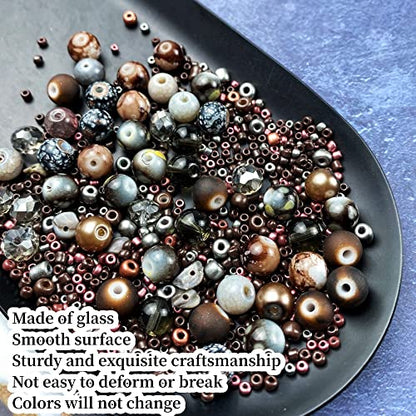 Assorted Glass Resin Beads Multi Size Colors Smooth Cracked Gravel Millet Spacer Beads for Bracelets Necklace Earring DIY Jewelry Making Craft