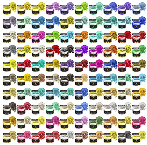 Mica Powder 100 x 5g Jars of Mica Powder for Epoxy Resin Set (18 Ounce)