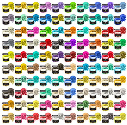 Mica Powder 100 x 5g Jars of Mica Powder for Epoxy Resin Set (18 Ounce)