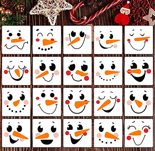 Snowman Face Stencils for Crafts Reusable 5" Christmas Stencils (20 Count)