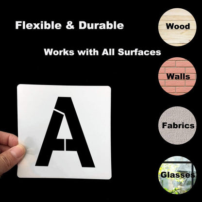 Alphabet Letter and Number Stencils 7 Inch - 40 Pack Large Letters and Numbers Stencil Templates with Signs for Painting on Wood, Reusable Letter Stencils for Chalkboard Signs & Wood Wall Art