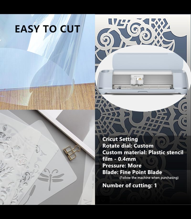 Clear Blank Stencil Sheet for Cutting. 10 Pack 12" x 24" 6mil (10 Count)