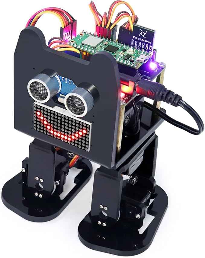 Freenove Bipedal Robot Kit for Raspberry Pi Pico W (Included) (Compatible with Arduino IDE), LED Matrix Expressions, Obstacle Avoidance, Colorful Lights, Buzzer, Speaker, App